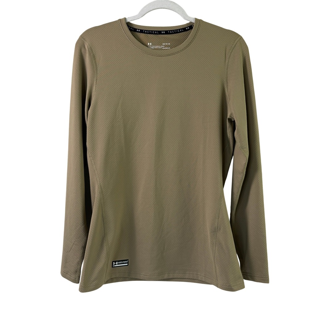 Under Armour Tactical ColdGear Shirt Mens L Brown Long Sleeve Fitted 1316922